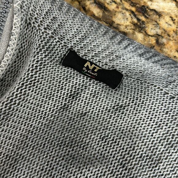 NT By Amati Metallic Dolman Sleeve Boat Neck Zipper Back Sweater Size M/L - Picture 7 of 10